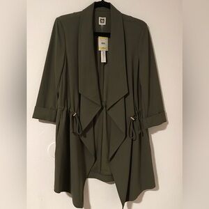 Anne Klein Olive Green Drape Jacket